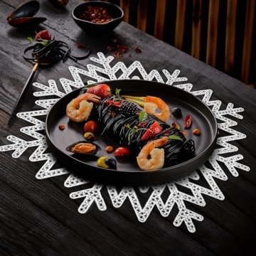 12Pcs Snowflake Placemats Elegant Holiday Table Decor