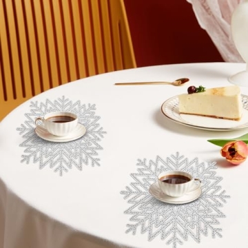 12Pcs Snowflake Placemats Elegant Holiday Table Decor