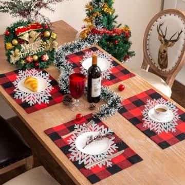 12Pcs Snowflake Placemats Elegant Holiday Table Decor