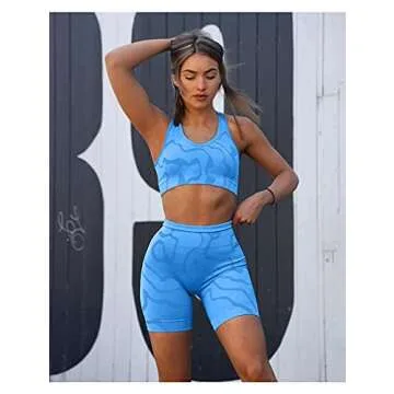 GXIN Women's Stylish High Waist Workout Set - Blue