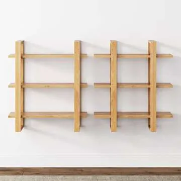 Nathan James Benji Floating Wall Book Shelves, 3-Tier Display Shelf, Decorative Modular Shelf in Solid Wood for Bedroom, Nursery, Bathroom or Kitchen