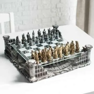 Roman Gladiators 3D Chess Set - Bronze & Silver