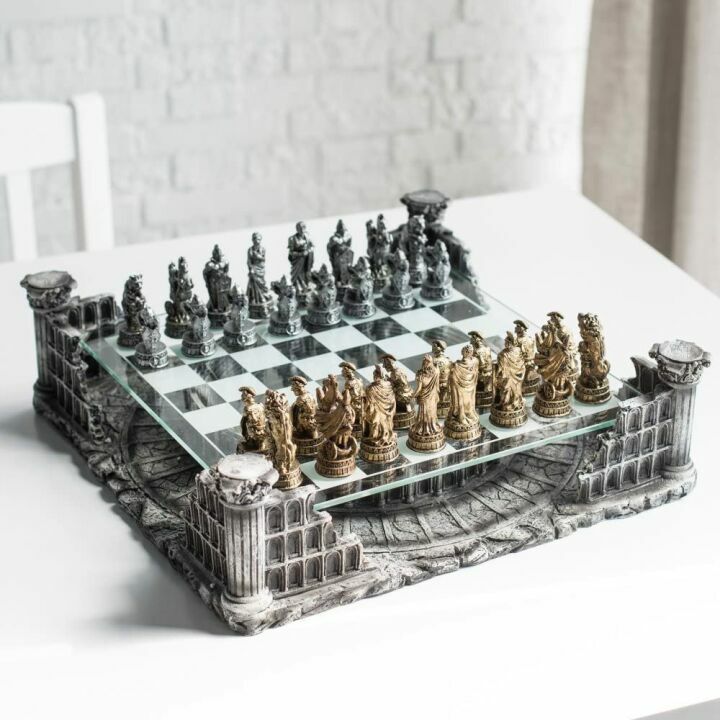 Roman Gladiators 3D Chess Set - Bronze & Silver