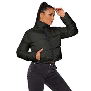 Hujoin Women's Crop Short Black Jacket Cropped Puffer Fashion Jackets for Women Short Lightweight Coat