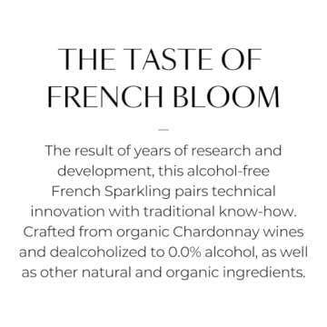 French Bloom Le Rosé, 0.0% Alcohol-Free Sparkling Wine, 750ml - Certified Organic, Vegan, Low Calorie, Pregnancy Friendly, Sulfite-Free - Made with Fine Organic Wine, No Preservatives or Added Sugar