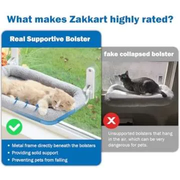 Zakkart Foldable Cat Hammock - Robust Metal Frame with Washable Bolster Bed