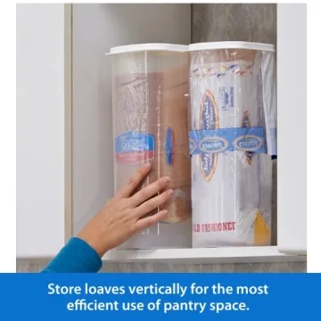 Buddeez Bread Buddy Bread Box – Fresh Bread Storage Container, Plastic Sandwich Bread Dispenser, White Lid, Pack of 1