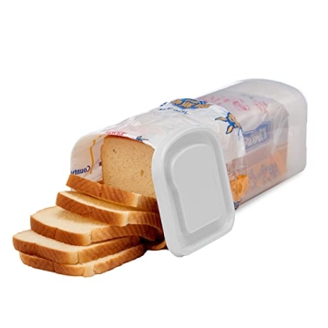 Buddeez Bread Buddy Bread Box – Fresh Bread Storage Container, Plastic Sandwich Bread Dispenser, White Lid, Pack of 1