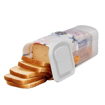 Buddeez Bread Buddy Bread Box – Fresh Bread Storage Container, Plastic Sandwich Bread Dispenser, White Lid, Pack of 1