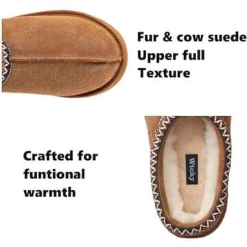Women's Slipper Mini Boots For Women Tasman Slippers Suede Leather Indoor/Outdoor Comfy Fur Fleece L...