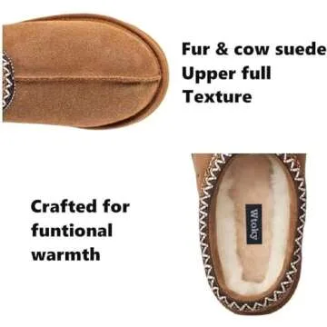 Women's Slipper Mini Boots For Women Tasman Slippers Suede Leather Indoor/Outdoor Comfy Fur Fleece L...