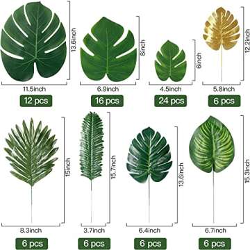 Sggvecsy 82 Piece Artificial Tropical Palm Leaves Set