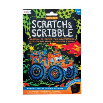 Ooly Monster Truck Mini Scratch and Scribble Art Kit