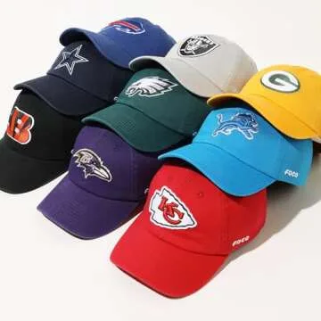 FOCO Men's Kansas City Chiefs-White Cap NFL Logo Casual Hat, Team Color