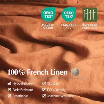 S VICTORY SYMBOL 100% Organic French Linen Sheets Set,Stone Washed 4 Pieces Natural Flax Bedding Set,Ultra Soft Luxurious Sheets Set(Caramel,King)