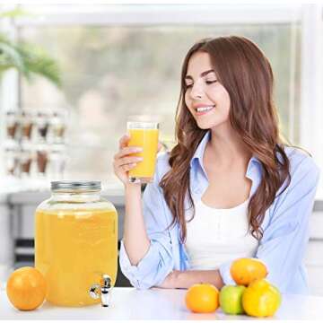 Estilo 2 Gallon Drink Dispenser, Glass Mason Jar Beverage Dispenser, Clear - Leak Free Spigot and Lid, Strong Glass for Parties, Weddings, and Picnics