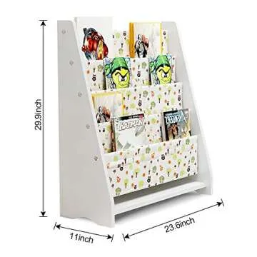 Kids Bookshelf, FOME Kids Book Rack Sling Bookshelf Book Display Stand Bookcases Book Shelves for Children Floor Display Stand Kindergarten Magazine Rack