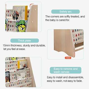 Kids Bookshelf, FOME Kids Book Rack Sling Bookshelf Book Display Stand Bookcases Book Shelves for Children Floor Display Stand Kindergarten Magazine Rack
