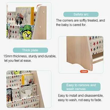 Kids Bookshelf, FOME Kids Book Rack Sling Bookshelf Book Display Stand Bookcases Book Shelves for Children Floor Display Stand Kindergarten Magazine Rack
