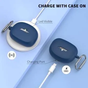 TUDIOW for New Bose Ultra Open Earbuds Case(2024), Silicone Shockproof Protective Cover for Bose Open Ear Wireless Earbuds Accessories with Carabiner(Blue)