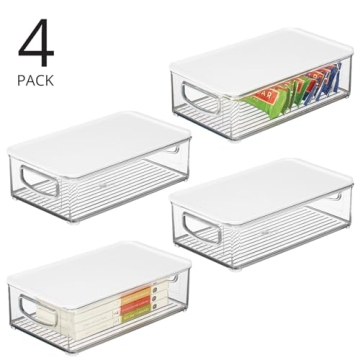 mDesign Pantry Storage Boxes - Clear Plastic Container Set