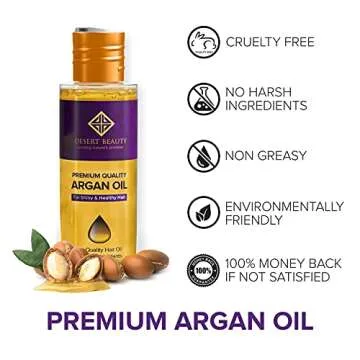 Desert Beauty Argan Oil, 4 oz, Hair Oil Treatment for Dry Damaged Hair, Leave-in Conditioner, Hydrat...