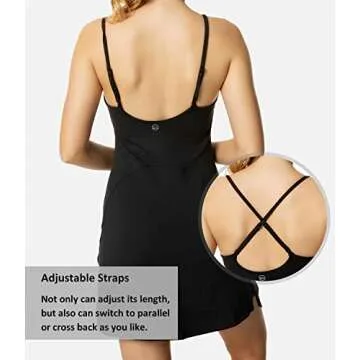 Womens Tennis Dress with Built-in Bra & Shorts - Black M