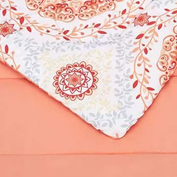 Amazon Basics Twin Comforter Set - Cozy Coral Design