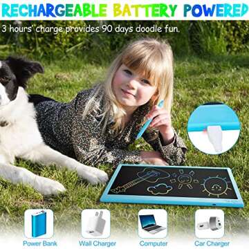 16 Inch Rechargeable LCD Writing Tablet, Erasable & Colorful Doodle Board with Eye-Protecting Large ...