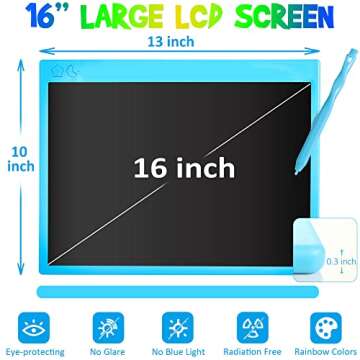 16 Inch Rechargeable LCD Writing Tablet, Erasable & Colorful Doodle Board with Eye-Protecting Large Screen, Educational Learning Toys for 3 4 5 6 7 Year Old Kids, Drawing Tablet Gift for Boys Girls