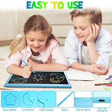 16 Inch Rechargeable LCD Writing Tablet, Erasable & Colorful Doodle Board with Eye-Protecting Large Screen, Educational Learning Toys for 3 4 5 6 7 Year Old Kids, Drawing Tablet Gift for Boys Girls