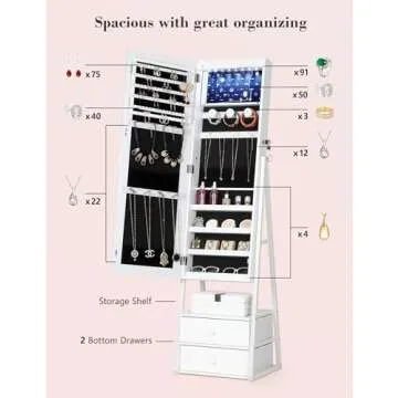Nicetree Jewelry Cabinet with Mirror - Stylish Storage Solution