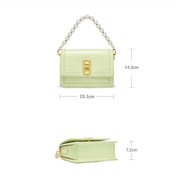 Cowhide Leather Crossbody Handbags for Women with Pearl Handle