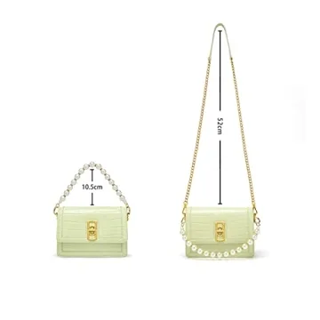 Cowhide Leather Crossbody Handbags for Women with Pearl Handle