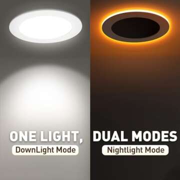 Rollin Light Canless LED Recessed Lighting 6 Inch 6 Pack 6CCT Ultra-Thin Recessed Downlight Lights w...