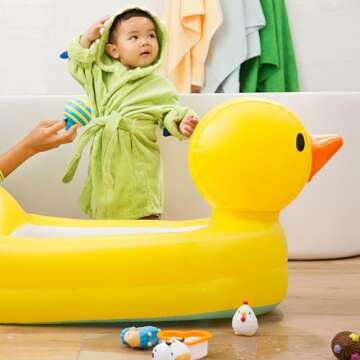 Munchkin® Duck™ Inflatable Baby Bathtub with White Hot® Heat Alert, Classic Yellow Ducky