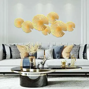 Elegant 3D Lotus Leaves Metal Wall Art Decor