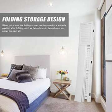 Room Dividers and Folding Privacy Screens 4 Panel 69 Inch Tall Portable Room Seperating Divider w/ 3 Display Shelves Solid Wood Room Partitions and Dividers Freestanding for Home, Office, Restaurant