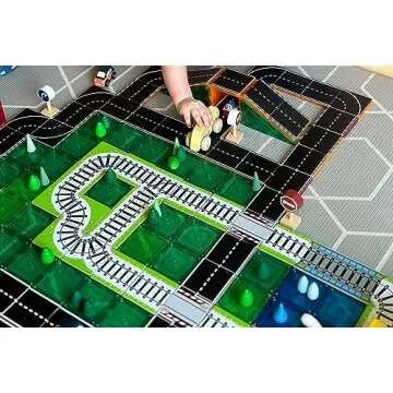 Learn & Grow Train Track Toppers, Magnetic Tile Accessory, Magnet Building Set Road Pack Add on 36PCS - STEM Building Toy & Learning Educational Magnet Construction Toddler