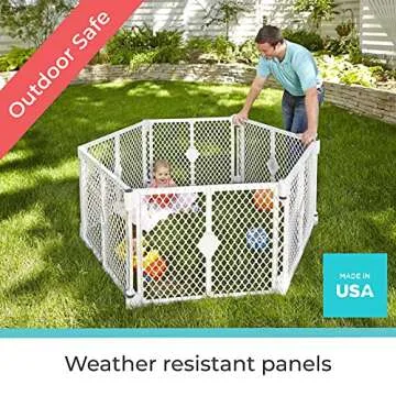 Toddleroo by North States Superyard 6 Panel Baby Play Yard. Playpen or Extra Wide Baby Gate, Wall Mount Kit Included. Made in USA. 38.5" - 201" wide, 5.5 ft corner to corner play yard (26" tall, Gray)