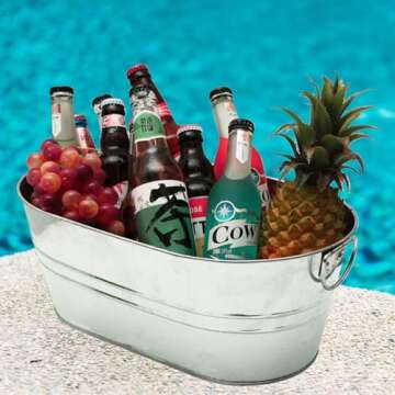 Galvanized 4 Gallon Ice Bucket - 2 Pack for Events