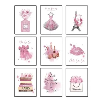 DRBLUEB Chic Pink Fashion Posters Set of 9 - Wall Art Prints for Stylish Home Decor