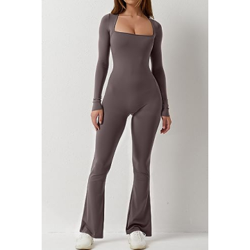 QINSEN Women's Flare Jumpsuit - Stylish & Comfortable Dark Grey M