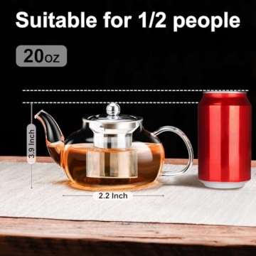 PARACITY Glass Teapot Durable 20 Oz Borosilicate Kettle