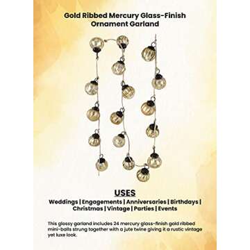 Serene Spaces Living Gold Ribbed Mercury Glass Garland