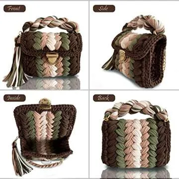 CHQEL Evening Clutch Bag for Women, Handmade Crochet Wedding Party Purse, Small Flap Formal Crossbod...