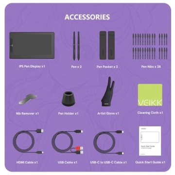 VEIKK VK1200 Drawing Tablet with Screen,11.6 Inch Full-Laminated Graphic Drawing Monitor,2 Battery-Free Pen and Tilt Function,6 Customized Keys,Anti-Glare Glass(Must be Connected to a PC to Work)