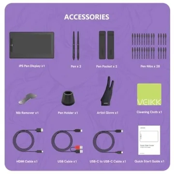 VEIKK VK1200 Drawing Tablet with Screen,11.6 Inch Full-Laminated Graphic Drawing Monitor,2 Battery-Free Pen and Tilt Function,6 Customized Keys,Anti-Glare Glass(Must be Connected to a PC to Work)