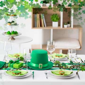 Yuxung St Patrick's Day Garland with Light 4.5 ft Shamrock and Berry Decorations Green Clover Berry Garlands for St Patrick's Day Decor