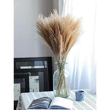 YC's CHOICE 100 pcs Dried Pampas Grass Decor,Raw Color,20" Tall Plants for Wedding Bouquets Arrangements or Boho Home Decoration,Rustic Living Room Decor